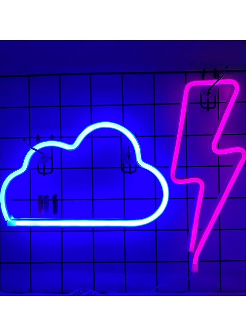 Neon Wall Light with Cloud and Lightning Design – Modern Decorative LED Lighting - Image 1
